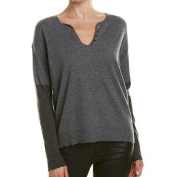 ZADIG & VOLTAIRE | Celsa Bis 100% Cashmere Henley Sweater (L) - Picture 1 of 11